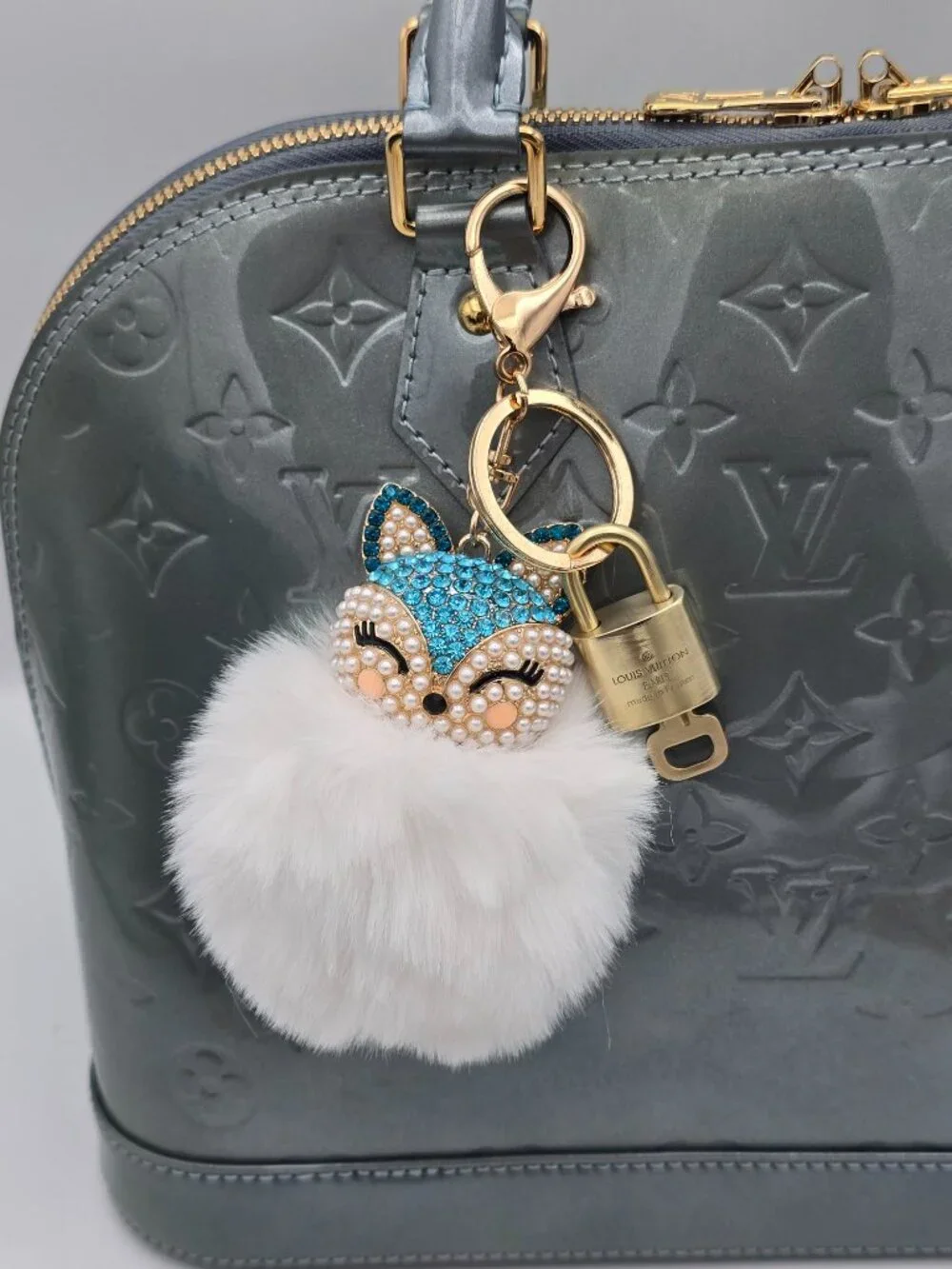Louis Vuitton Gold Lock 🔒 Authentic LV Key + Unbranded Fox Pom-pom Bag Charm